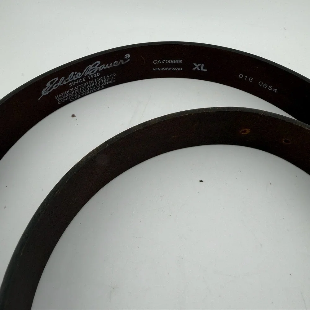 Eddie Bauer Belt XL Brown Excellent Italian Leather Handcrafted England 016-0654
